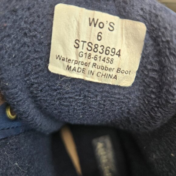 Sperry Outdoor Rain Boot 6 Navy Blue Brown Quilted Gorpcore Rubber Winter Bootie - Picture 8 of 10